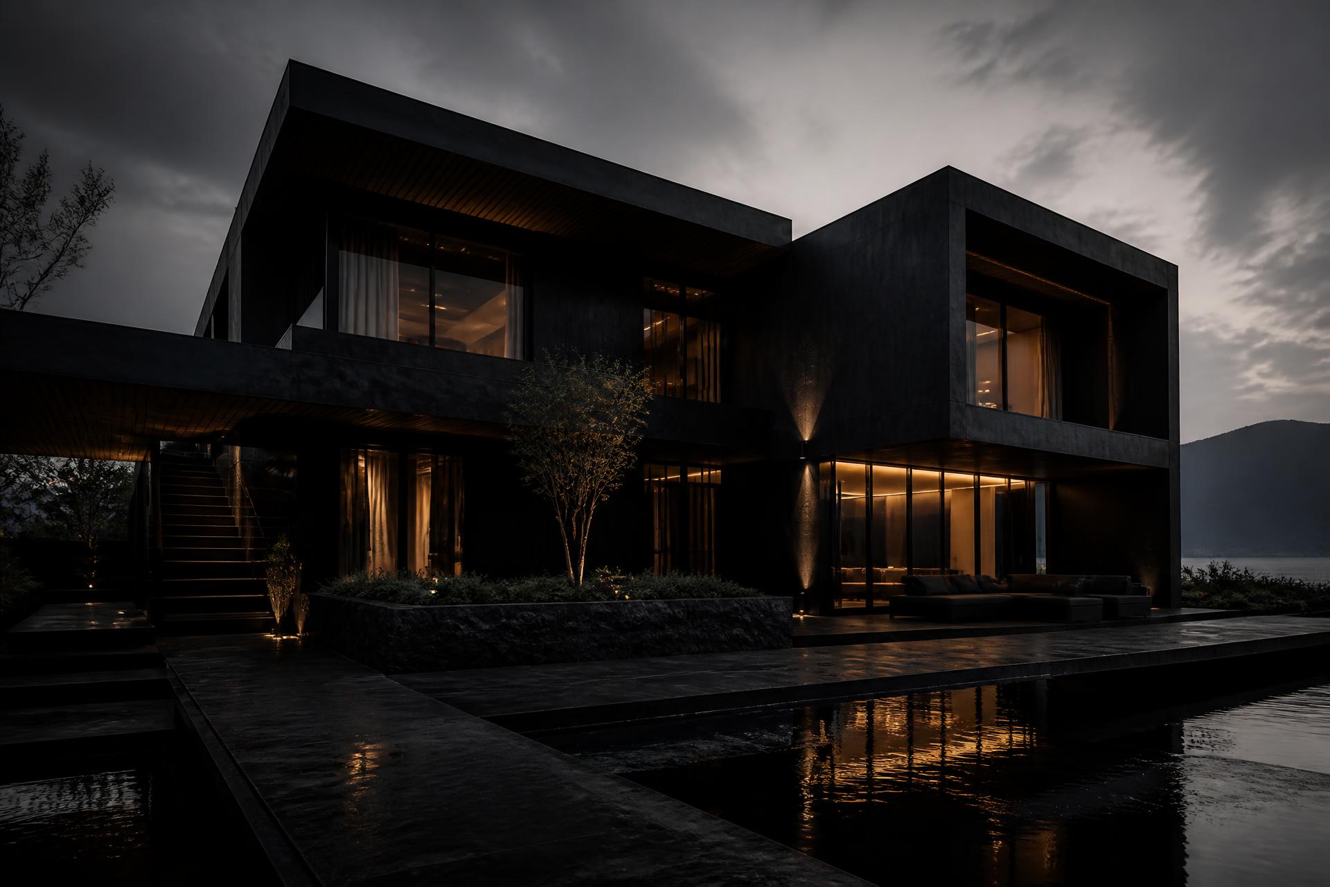 Luxury architecture at dusk